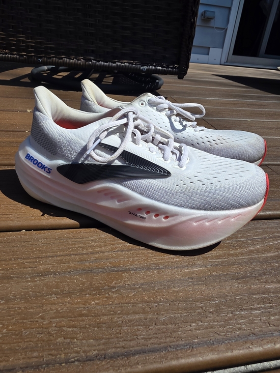 Brooks Shoes - Brooks Glycerin Max Women’s White Running Shoes with Black Logo and Pink Accents